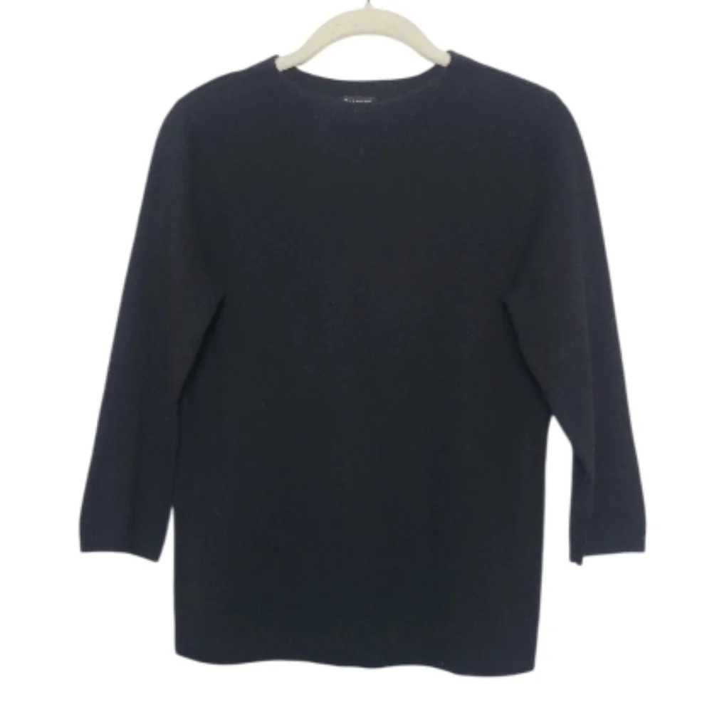 Talbots Pure 100% Cashmere Black Pullover Crewneck Sweater Long Sleeve MD